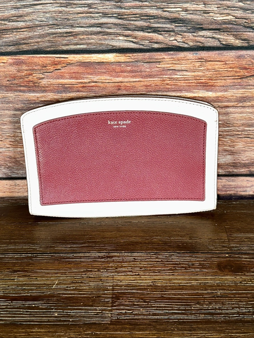 kate spade Rose Pink and Burgundy Leather Clutch